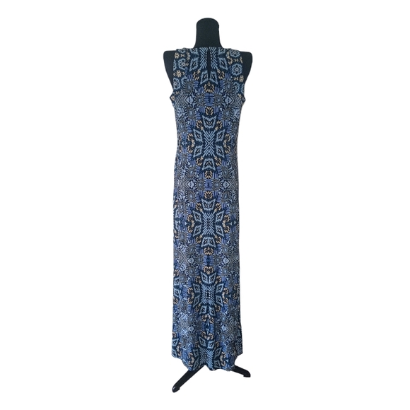 London Times Blue Aztec Print Sleeveless Maxi Dress - Picture 5 of 8
